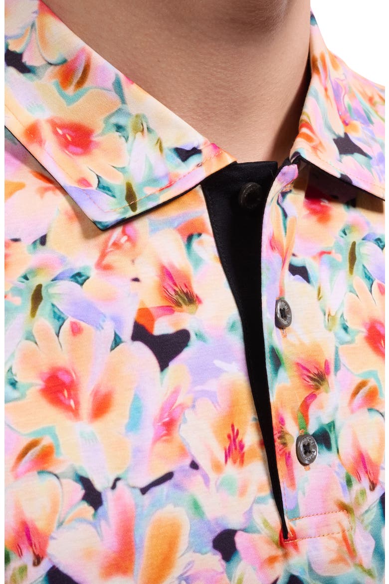 Hendrix Floral Pima Cotton Polo, Alternate, color, PEACH