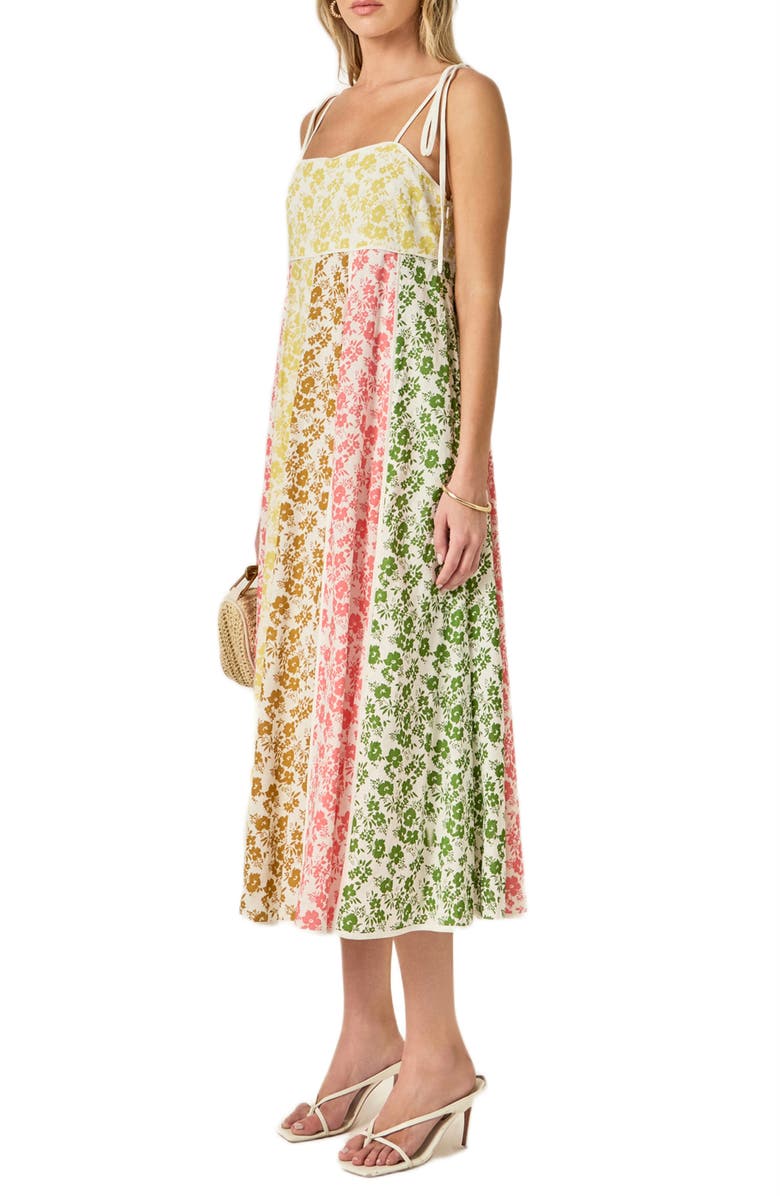 English Factory Colorblock Floral Tie Strap Midi Sundress, Alternate, color, Multi