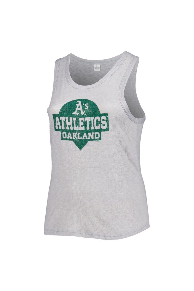 Women's Soft as a Grape Gray Oakland Athletics Plus Size High Neck Tri-Blend Tank Top, Alternate, color, Gray