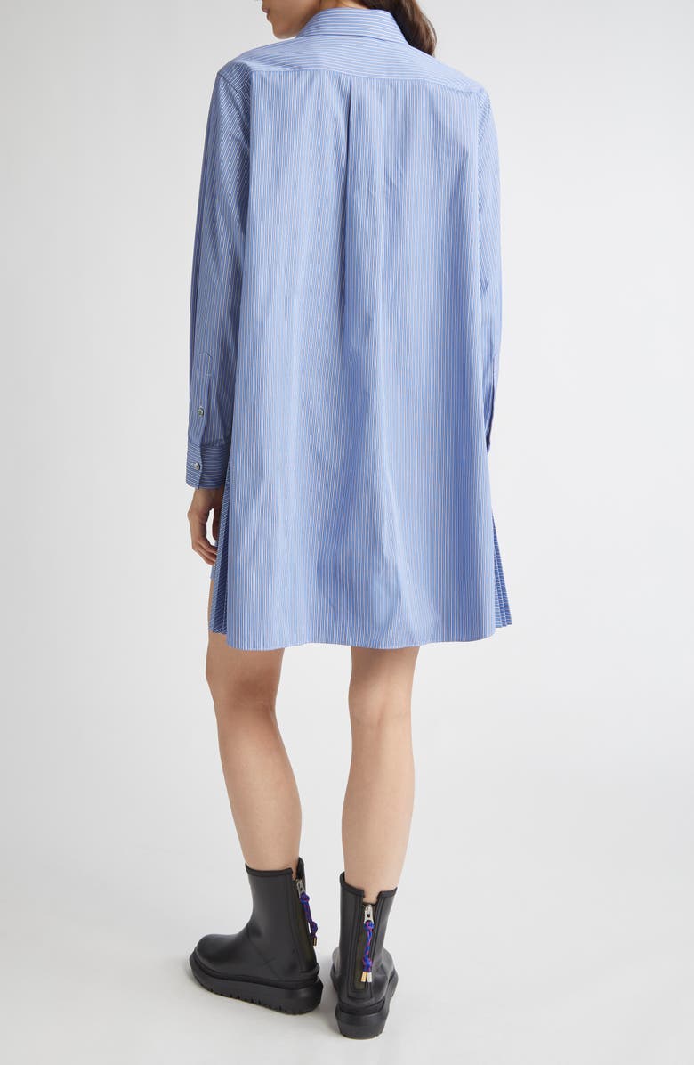 Sacai Stripe Long Sleeve Poplin Shirtdress, Alternate, color, Blue Stripe