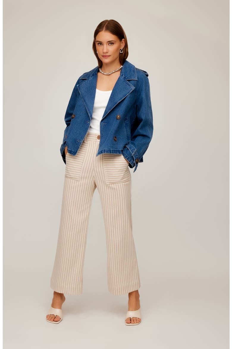 Chelsea Crop Denim Trench Coat, Alternate, color, DENIM