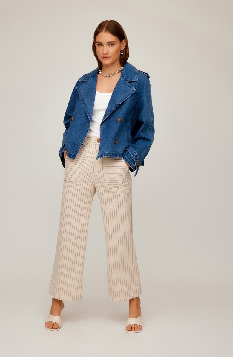 FIFTEEN TWENTY Chelsea Crop Denim Trench Coat, Alternate, color, Denim