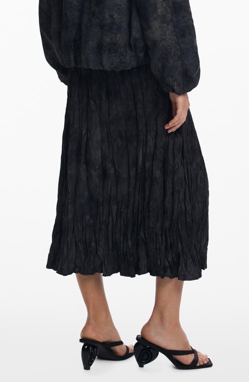 Desigual Pleated Midi Skirt In Black