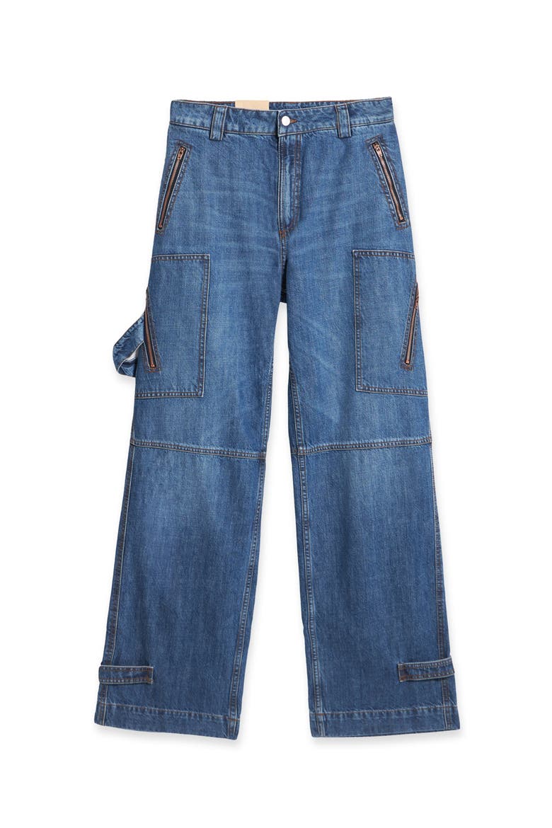 Juniaj Cargo Custom Wash Denim Trousers, Main, color, D580