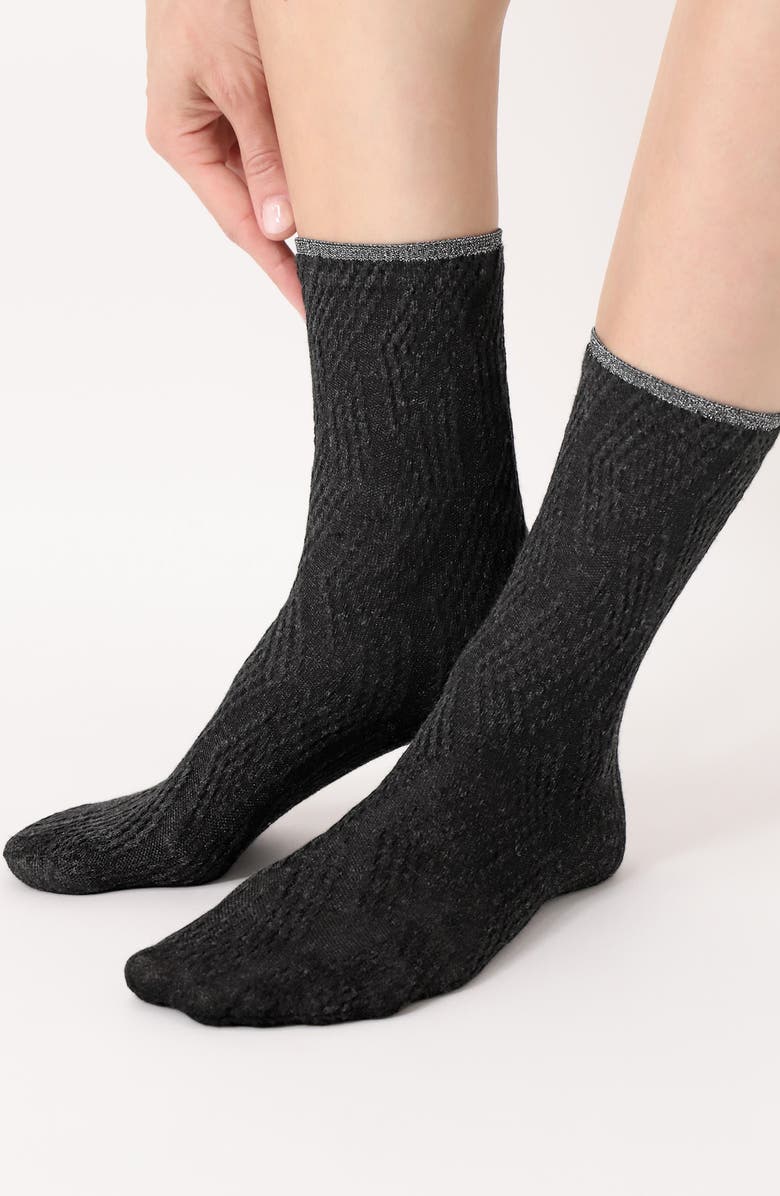 Oroblu Assorted 2-Pack Jacquard Crew Socks, Main, color, Anthracite/ Military