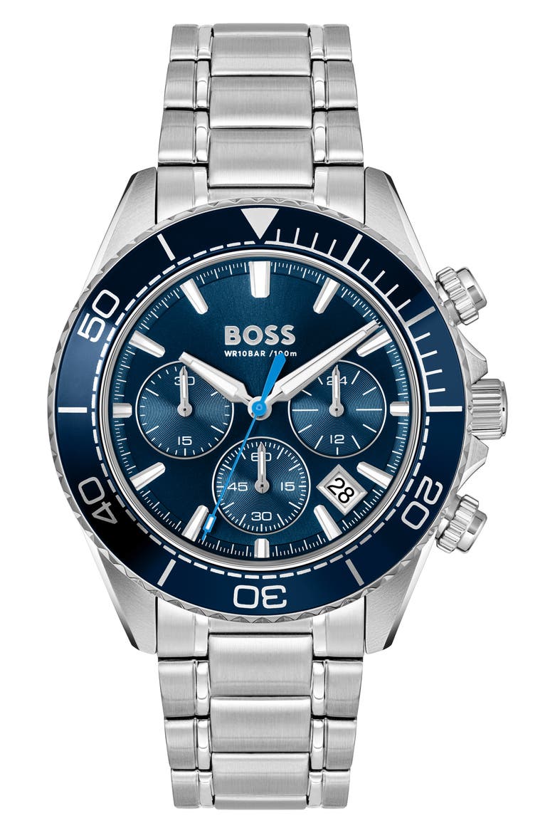 Sealiner Blue Chronograph Bracelet Watch, 44mm, Main, color, BLUE