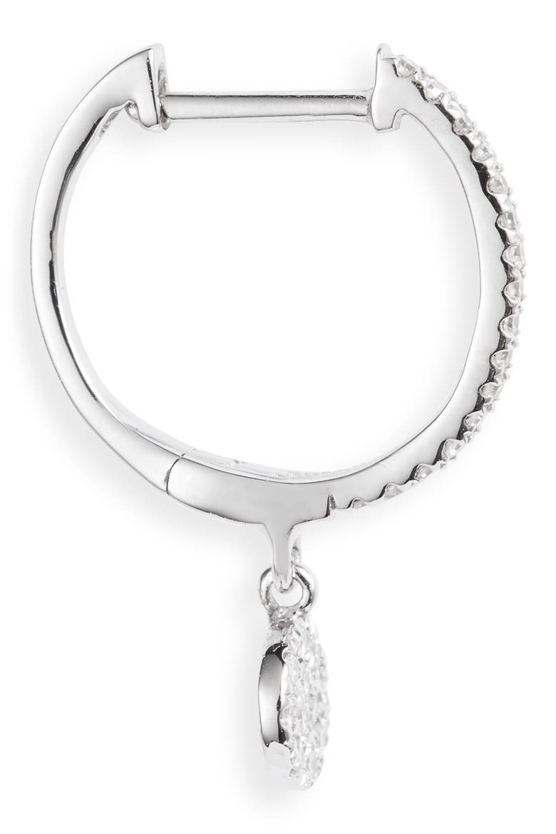 Diamond Disc Drop Huggie Hoop Earrings, Alternate, color, SILVER