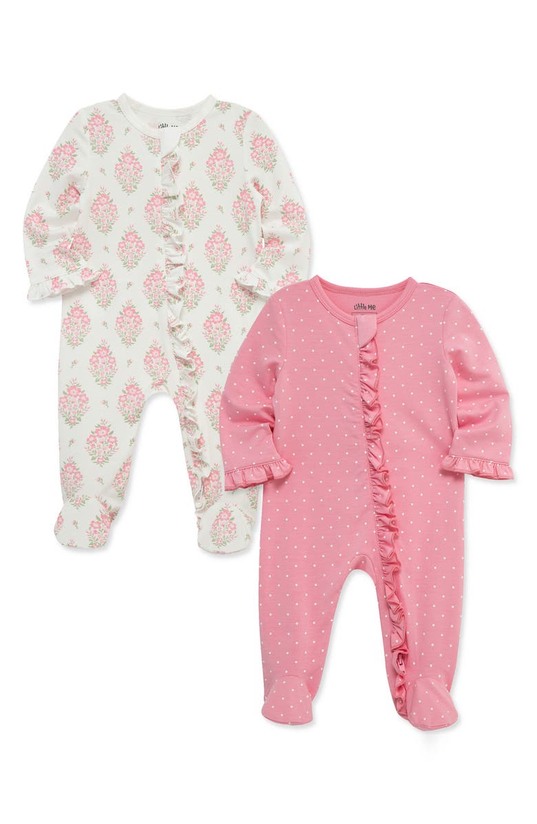 Little Me Floral 2-Pack Assorted Footies, Alternate, color, Pink