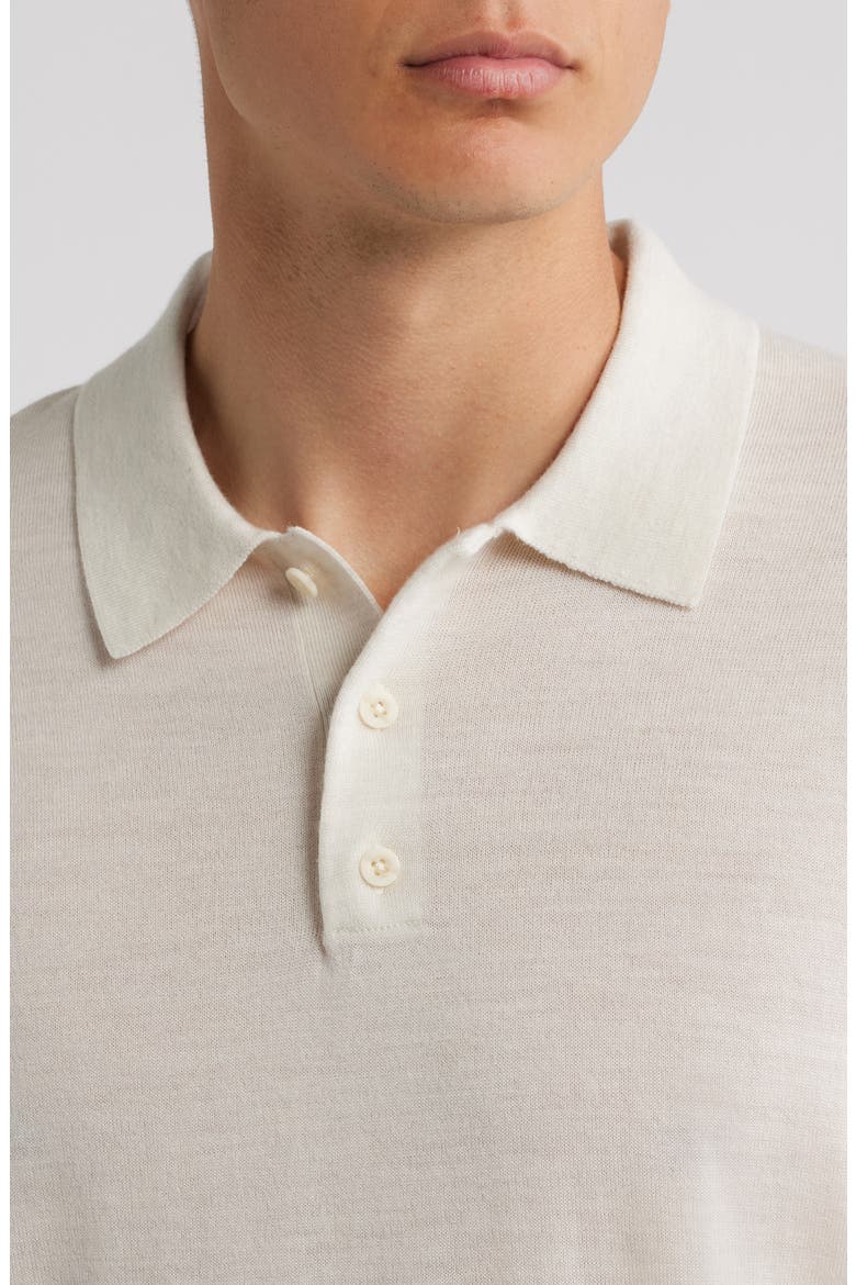 Short Sleeve Merino Wool Polo Sweater, Alternate, color, BLANCO