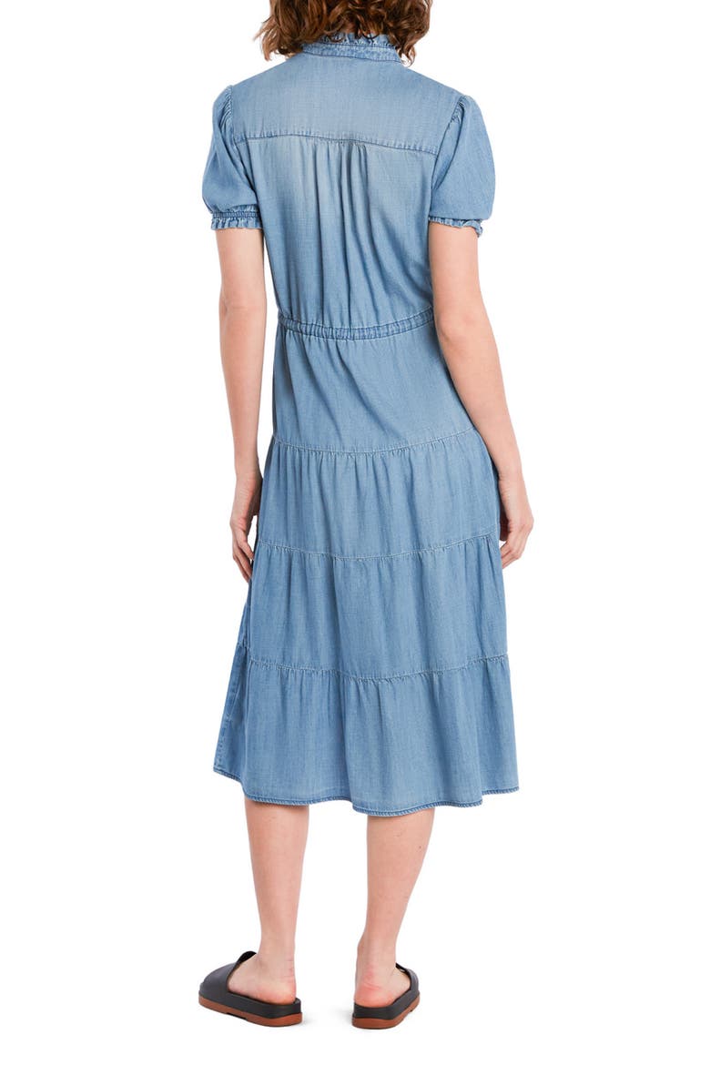 Tie Waist Tiered Chambray Midi Dress, Alternate, color, DENIM