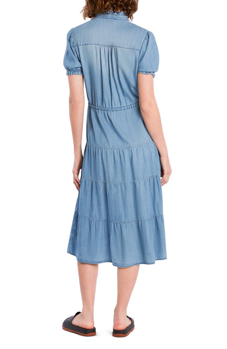 Billy T Tie Waist Tiered Chambray Midi Dress, Alternate, color, Denim