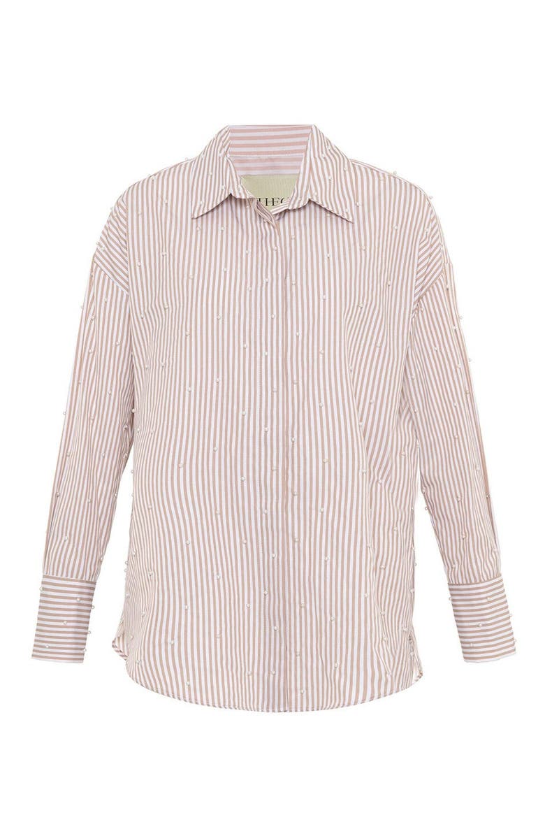 THEO The Label Echo Pearly Shirt, Alternate, color, Sand/Pearl