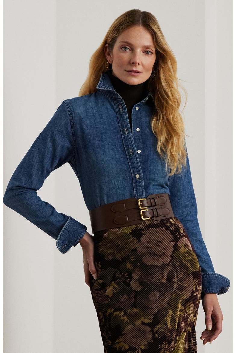 Classic Fit Denim Shirt, Alternate, color, BLUE