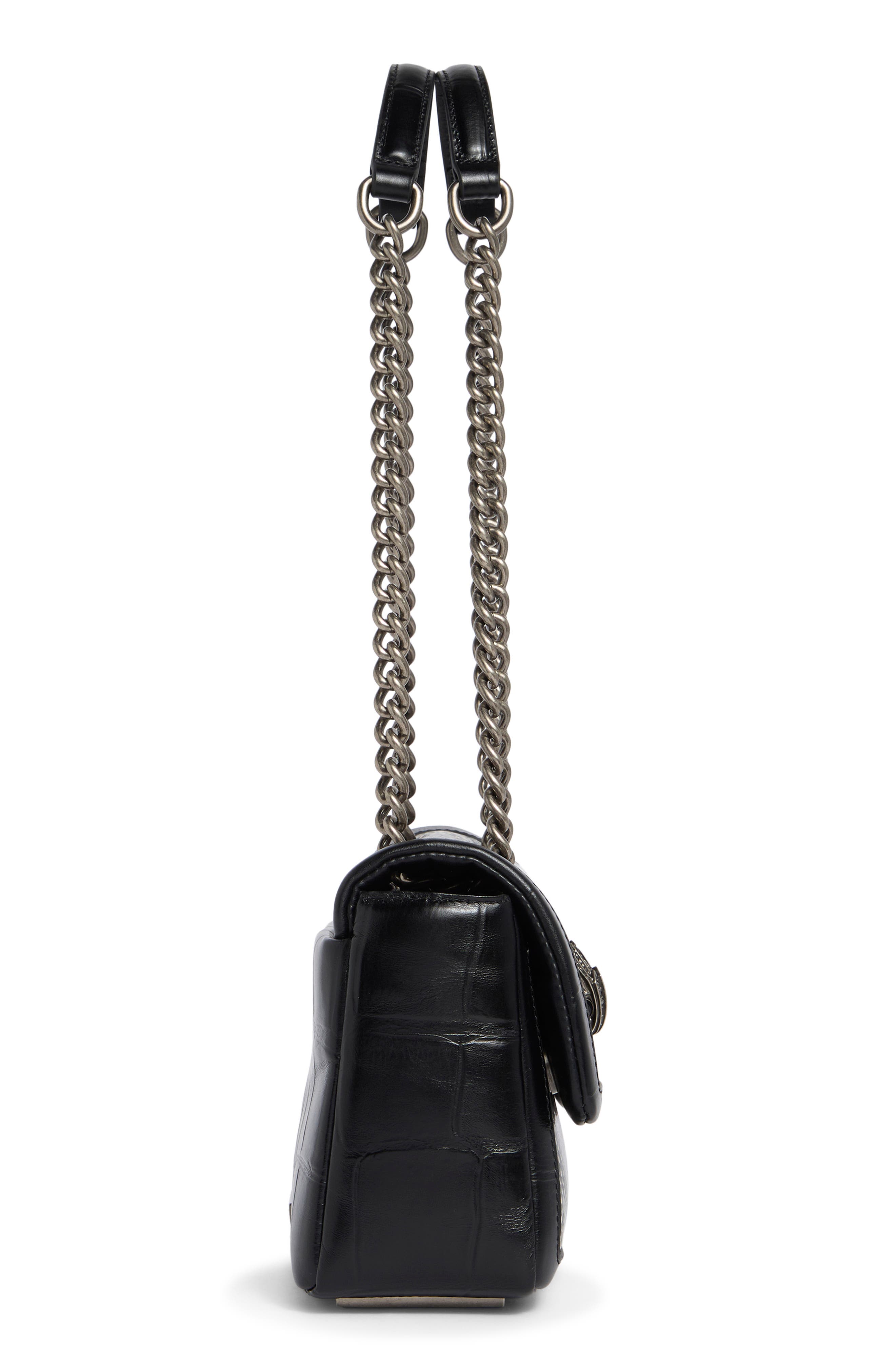 Kurt Geiger London Kensington Kurt Flap Shoulder Bag, Alternate, color, Black/ White