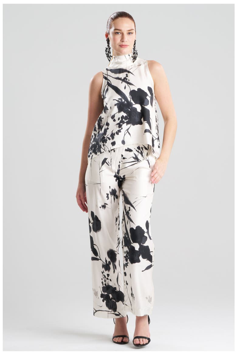 Nara - Silk Twill Halter Scarf Top, Main, color, BLACK/WHITE