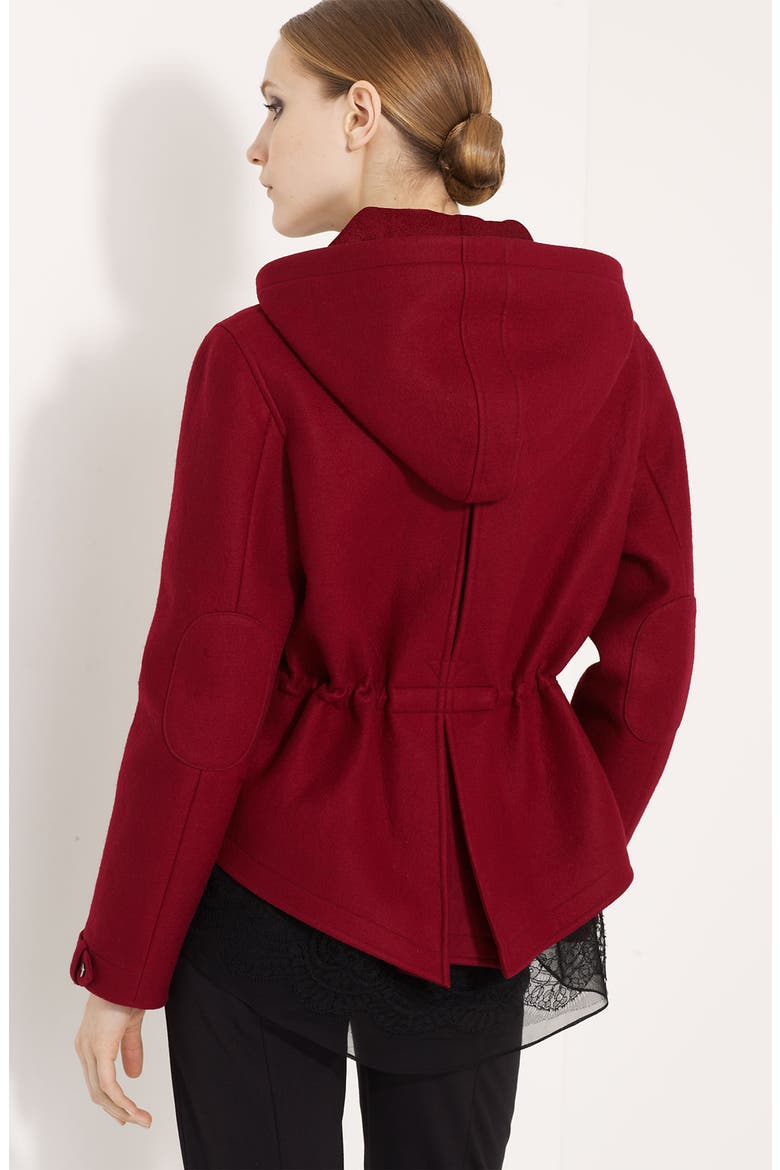 Lace Trim Parka, Alternate, color, BURGUNDY