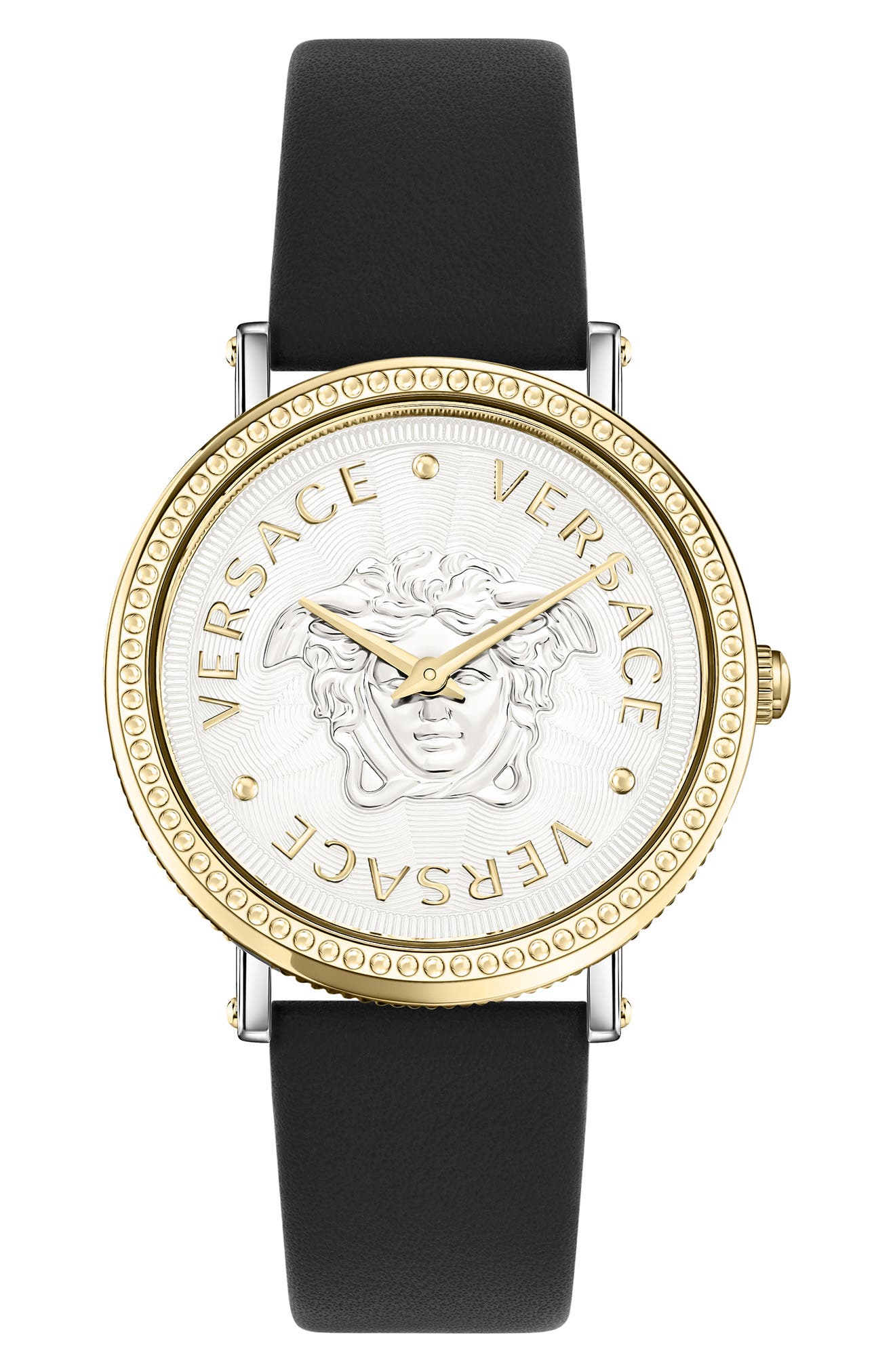 Versace V-Dollar Leather Strap Watch, 37mm
