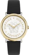 Versace V-Dollar Leather Strap Watch, 37mm
