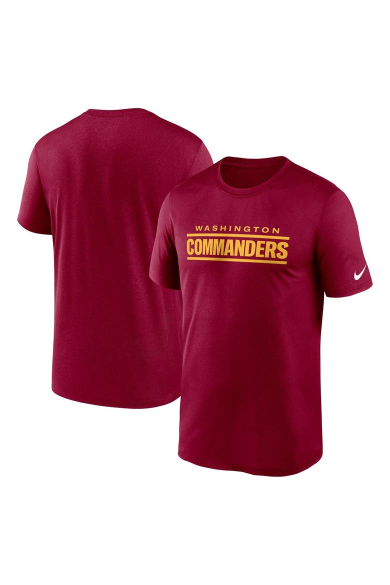 Men's Nike  Burgundy Washington Commanders Legend Wordmark Performance T-Shirt, Main, color, Burgundy
