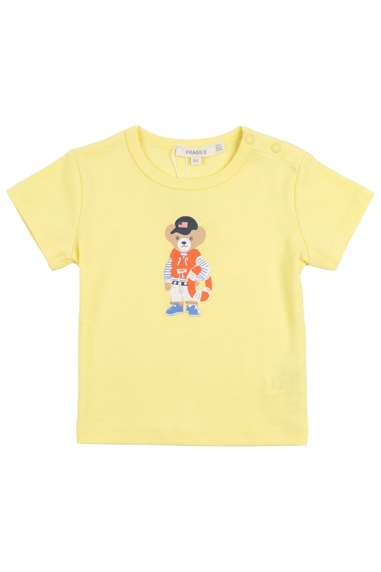 Bear Print Short Sleeve Top, Main, color, Yellow