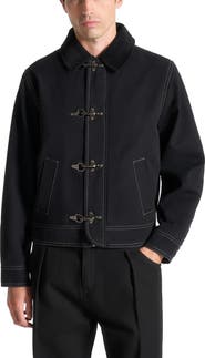 Manière De Voir Nino Clasp Detail Contrast Stitch Gabardine Jacket