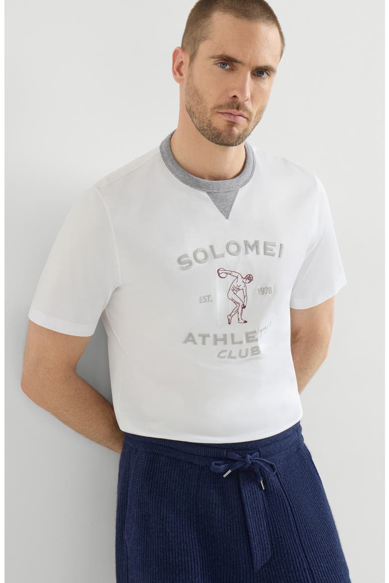 Cotton jersey crew neck T-shirt with print, Alternate, color, White