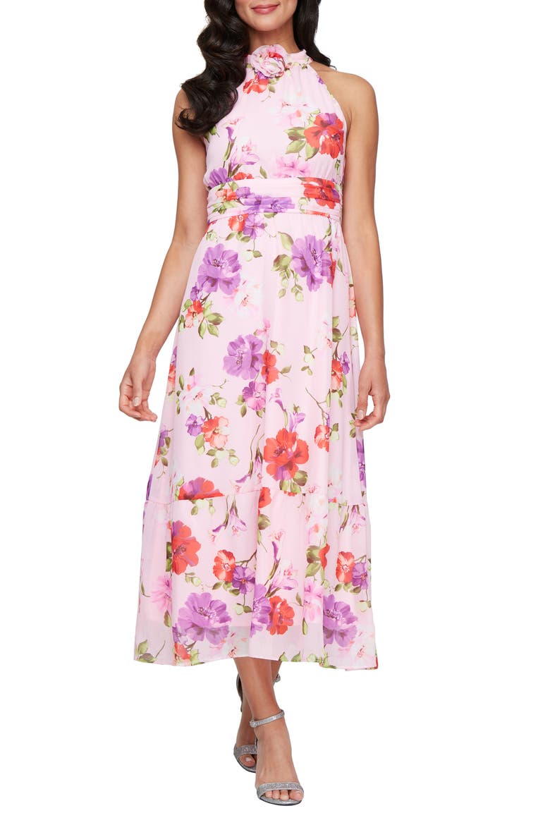 Floral Sleeveless Midi Dress, Main, color, PINK MULTI