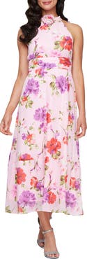 SL FASHIONS Floral Sleeveless Midi Dress