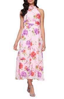 SL FASHIONS Floral Sleeveless Midi Dress