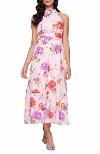 SL FASHIONS Floral Sleeveless Midi Dress