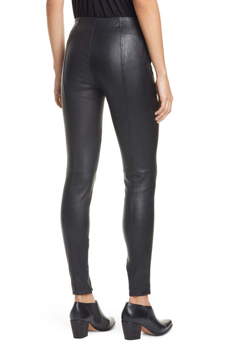 Polo Ralph Lauren Leather Leggings, Alternate, color, Polo Black