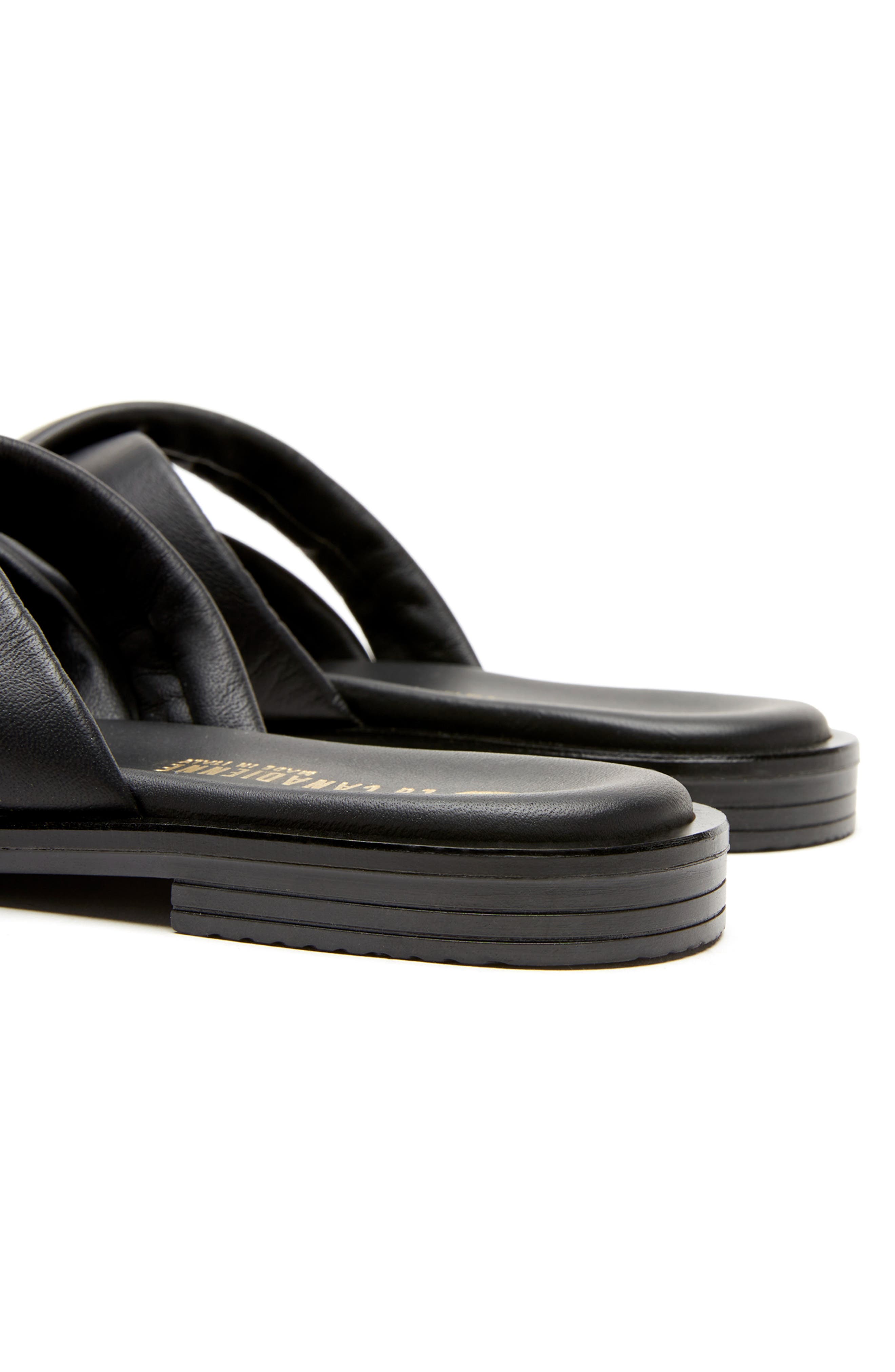La Canadienne Fox Slide Sandal, Alternate, color, Black Leather