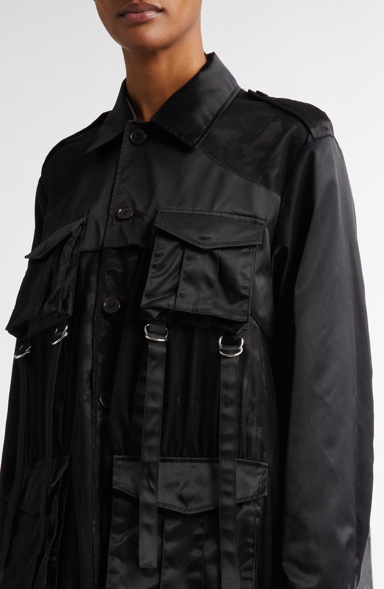 Noir Kei Ninomiya Mixed Media Reversible Long Jacket, Alternate, color,