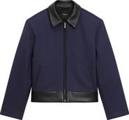 Theory Boxy Crop Jacket with Leather Trim
