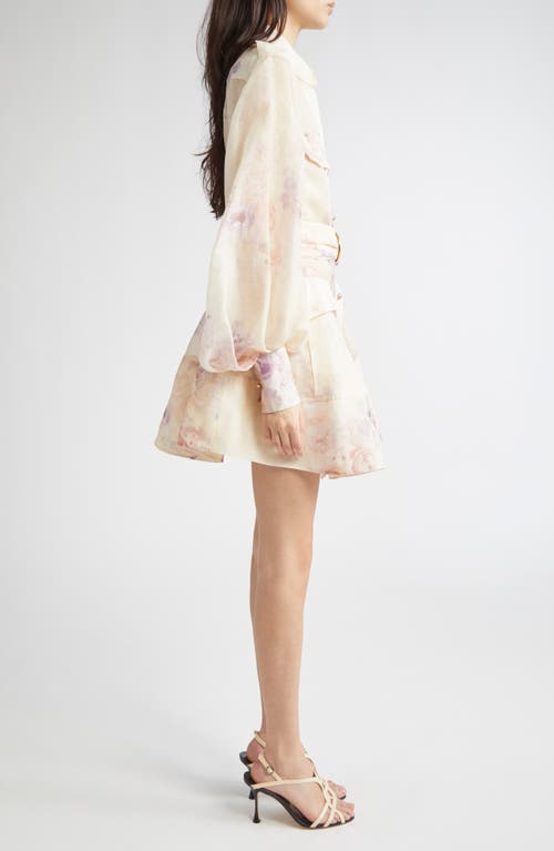 Zimmermann Hypnotic Floral Print Long Sleeve Organza Shirtdress In Neutral