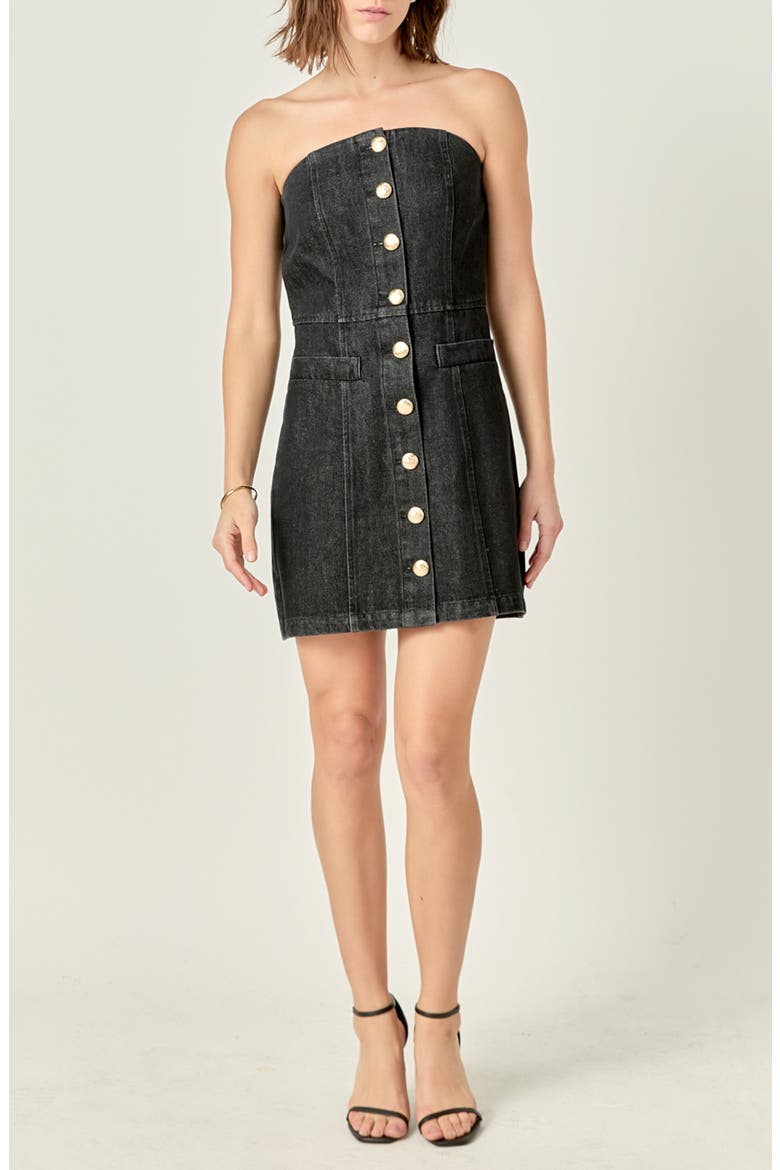 Denim Tube Minidress, Main, color, BLACK