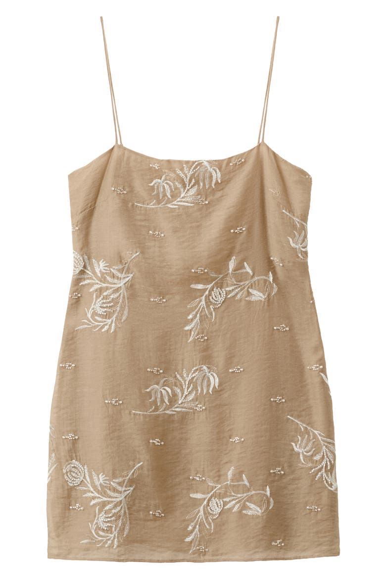 Embroidered Minidress, Alternate, color, BEIGE