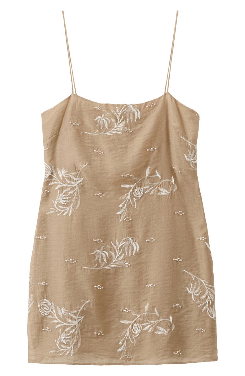 MANGO Embroidered Minidress, Alternate, color, Beige