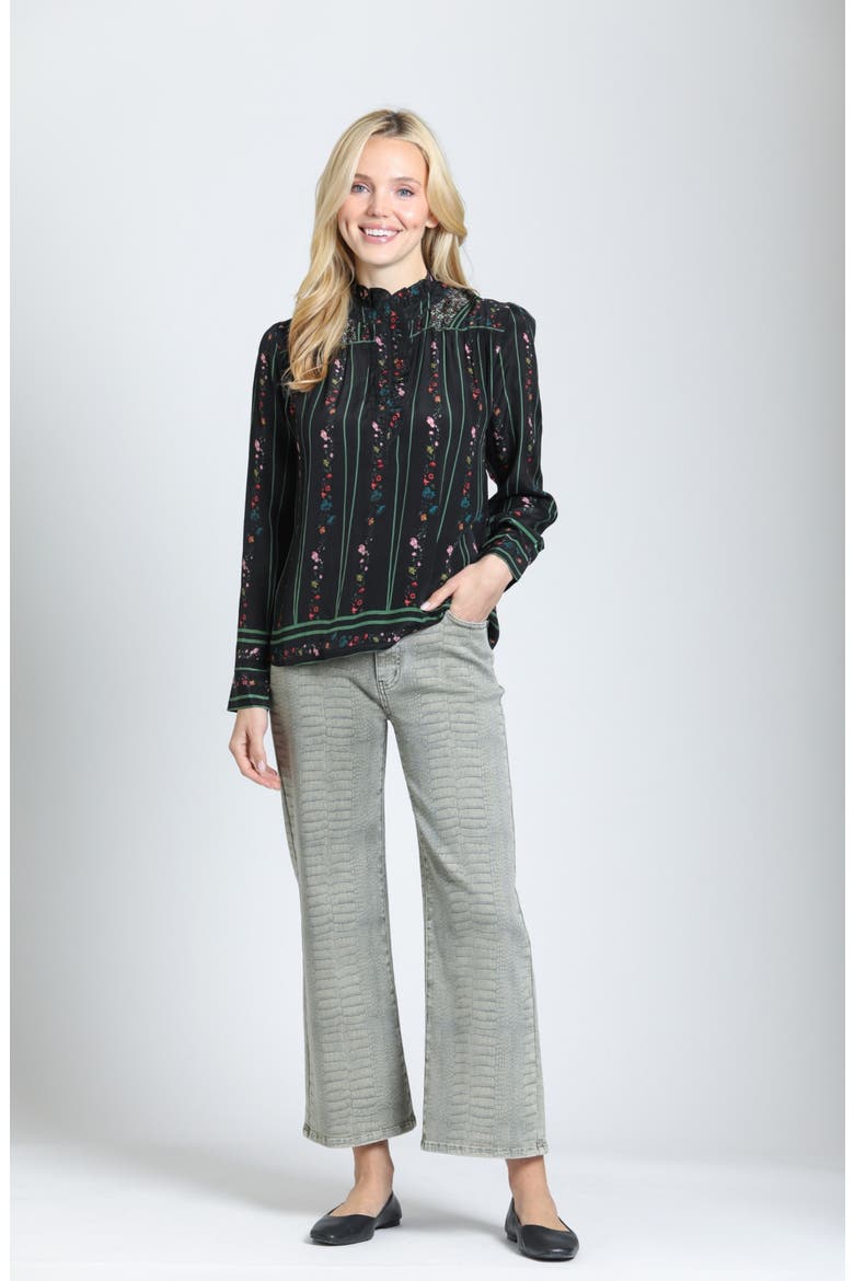 Croc Embossed High Waist Crop Straight Leg Jeans, Alternate, color, WASHED MOSS