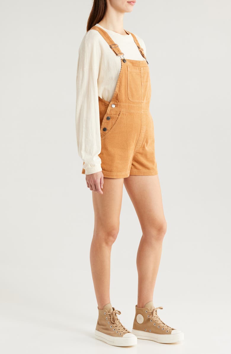 Billabong Sand Canyon Cotton Corduroy Shortalls, Alternate, color, Biscuit