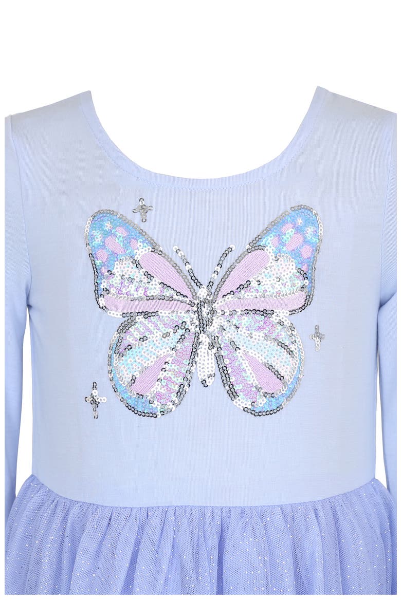 Kids' Butterfly Sequin Dress, Alternate, color, PERIWINKLE
