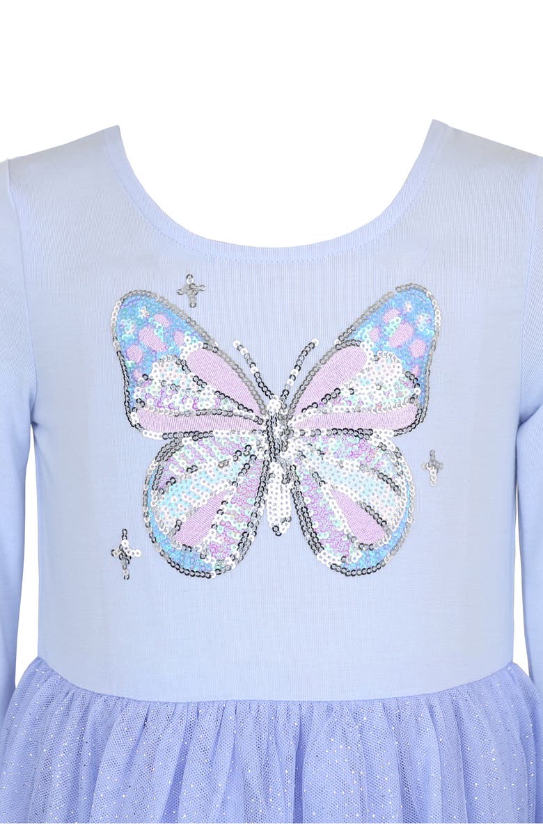 Zunie Kids' Butterfly Sequin Dress, Alternate, color, Periwinkle