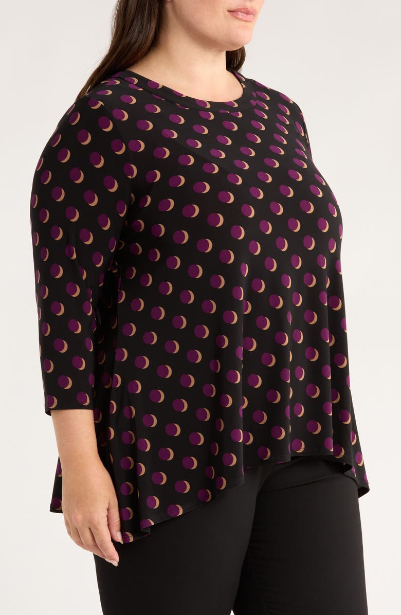 AK ANNE KLEIN Crescent Dot Sharkbite Hem Top, Alternate, color,