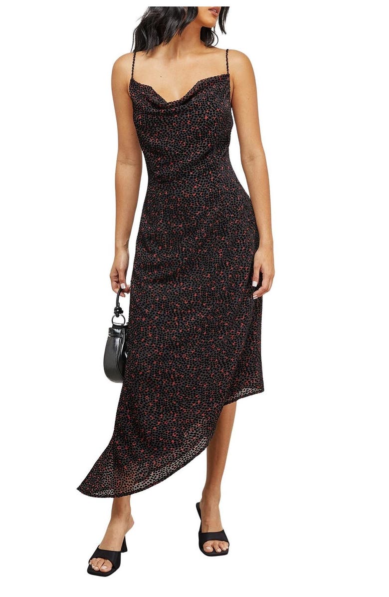 Warehouse Spot Devore Cowl Neck Maxi Dress, Alternate, color, Red