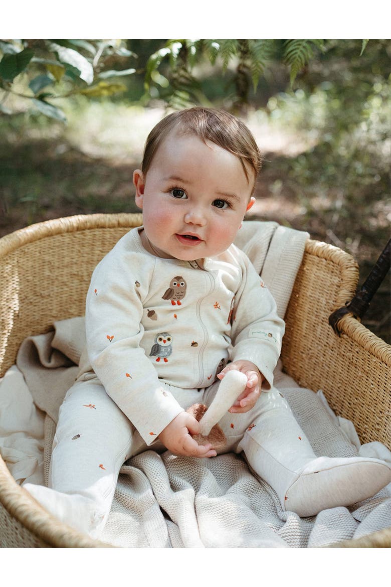 Thick Zip Footie & Bib Set Unisex, Alternate, color, Oak Leaf Print