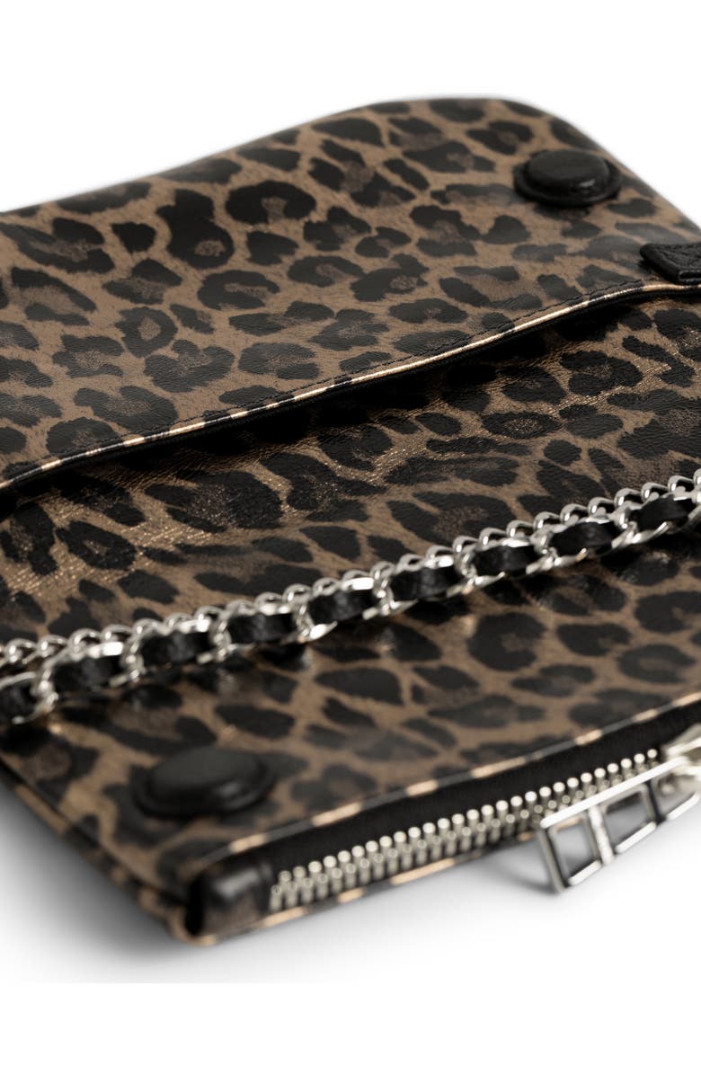 Zadig & Voltaire Nano Rock Metallic Leopard Clutch, Alternate, color, Silver