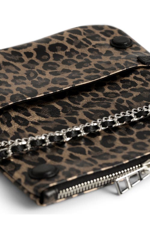 Zadig & Voltaire Rock Nano Metallic Leopard Print Leather Clutch In Animal Print
