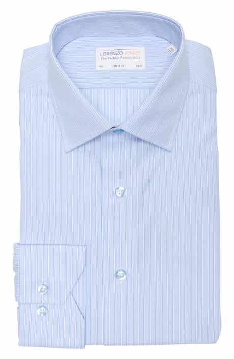 Lorenzo Uomo Trim Fit Vertical Stripe Cotton Dress Shirt