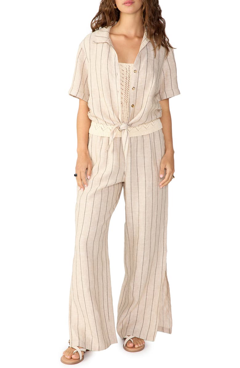 Sanctuary Ocean Stripe Button-Up Shirt, Alternate, color, 