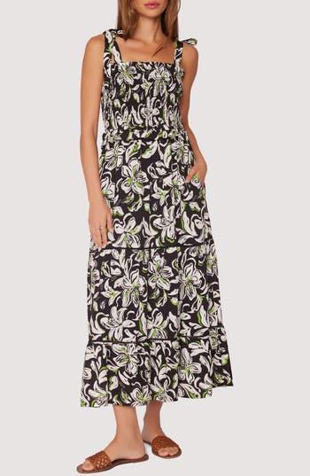 Lost + Wander Midnight Flora Smocked Maxi Dress In Multi